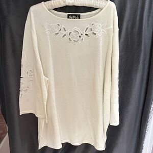 Bob Mackie Cream Floral Sweater